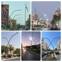 نصب پایه چراغ های روشنایی دوبل در بلوار امام حسین (ع)